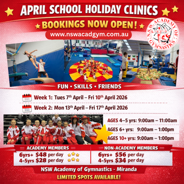 April School Holiday Clinic at NSW Academy of Gymnastics